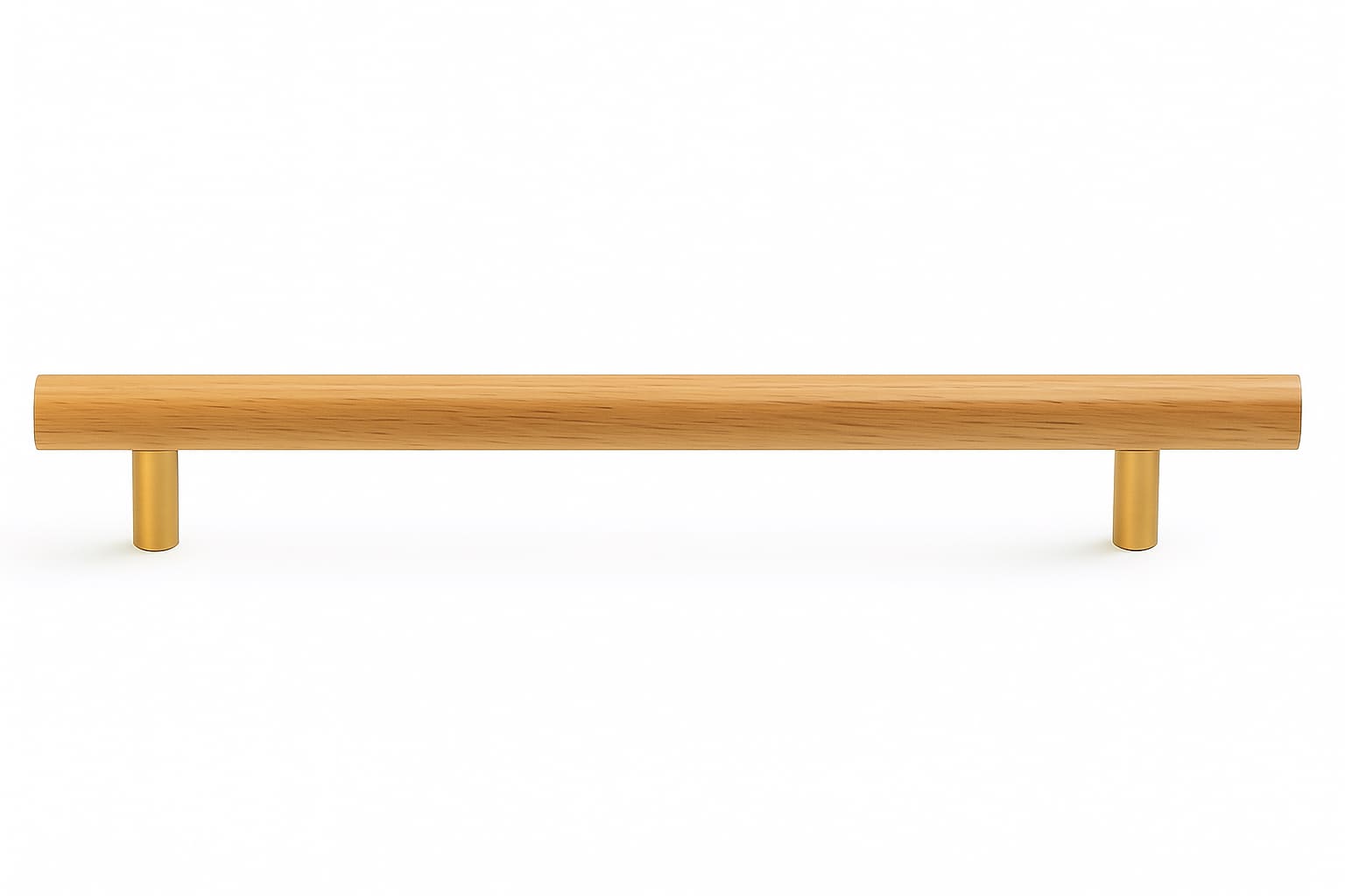 Poignée 223mm en bois clair et métal doré