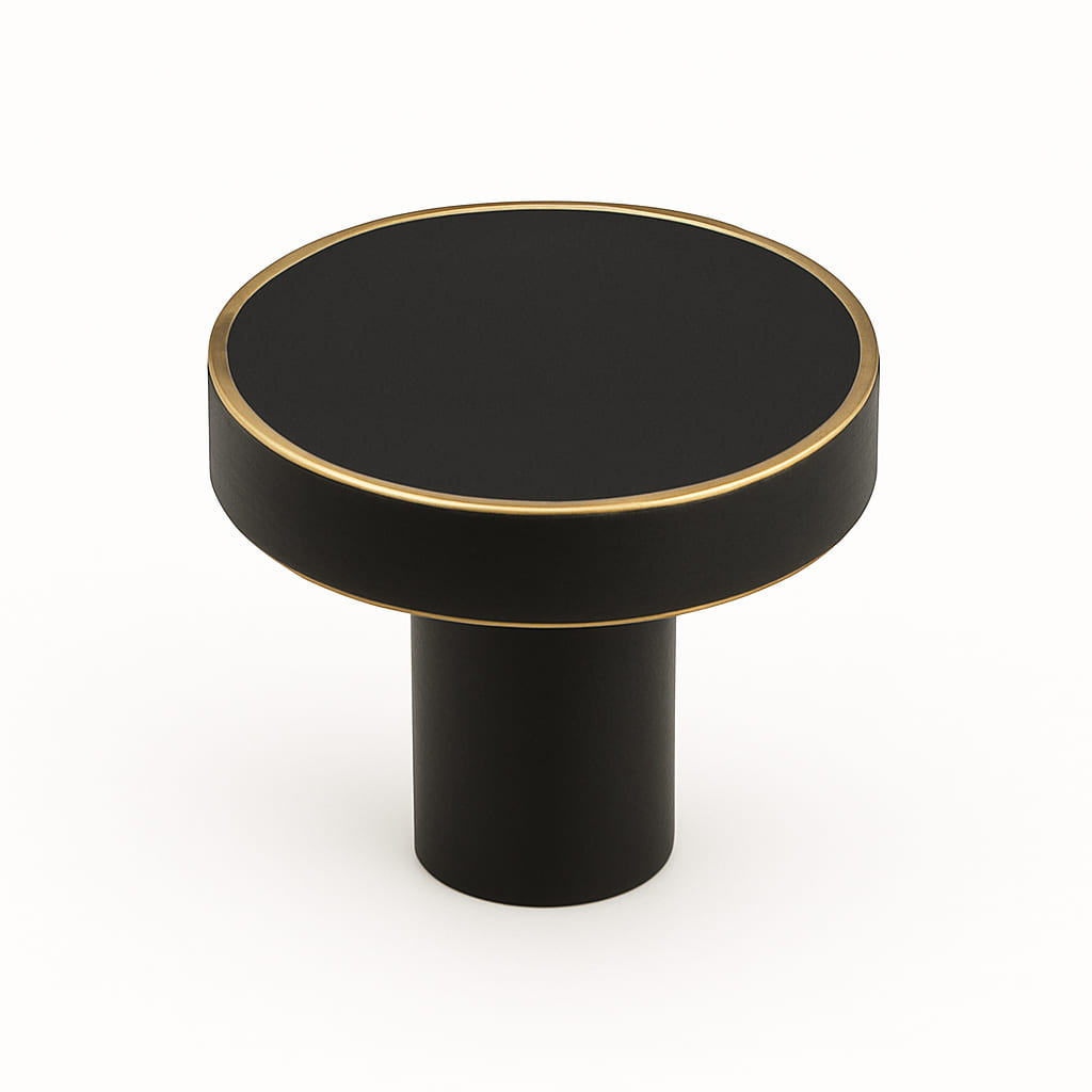 Poignée bouton 32mm en laiton noir mat