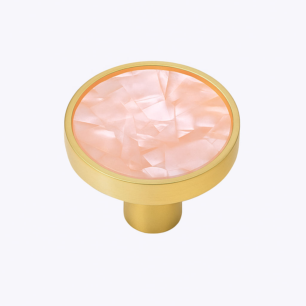 Poignée bouton 32mm en métal doré et rose