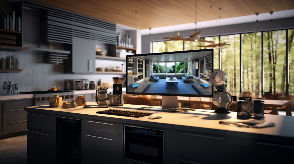 Exemple d'une cuisine visualisée avec une Plan 3D Gratuit avec différents éclairages