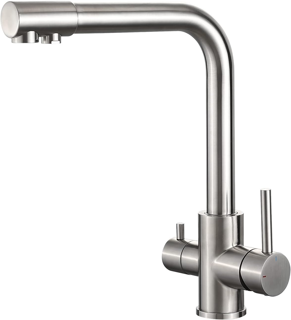 Mitigeur de Cuisine Inox brossé – 2 Modes de Pulvérisation, Pivot 360°, Eau Chaude/Froide, Design Élégant en Inox