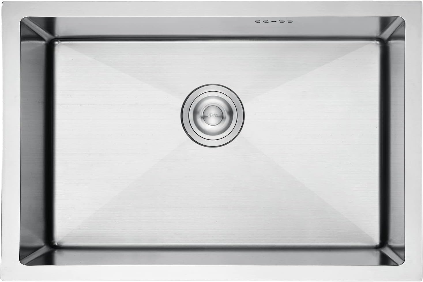 Évier inox carré 70 × 44 cm – Finition argent brossé avec vidange filtrante