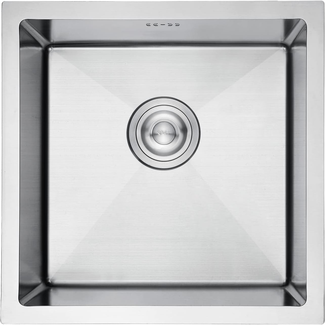 Évier inox carré 40 × 40 cm – Finition argent brossé avec vidange filtrante