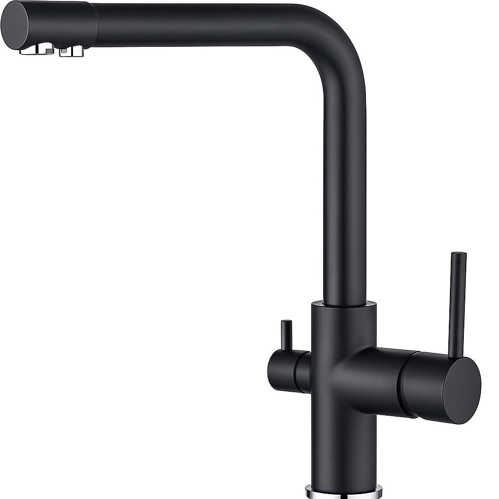 Mitigeur de Cuisine Inox Noir brossé – 2 Modes de Pulvérisation, Pivot 360°, Eau Chaude/Froide, Design Élégant en Inox