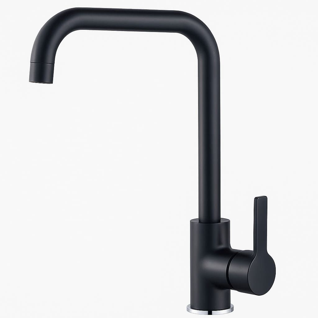 Robinet de cuisine en inox – Bec haut élégant, finition noir