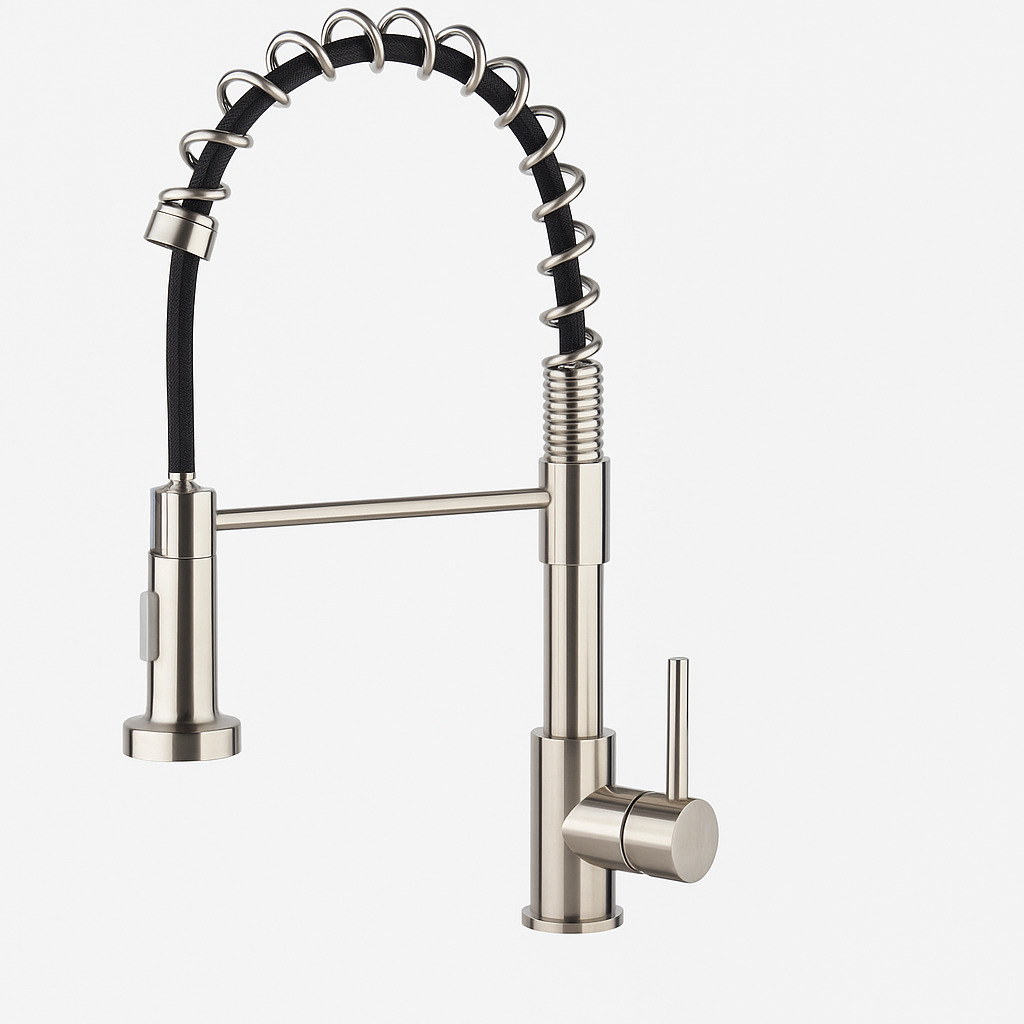 Mitigeur de Cuisine Professionnel avec Douchette Extensible – Pivot 360°, 2 Jets, Inox Brossé