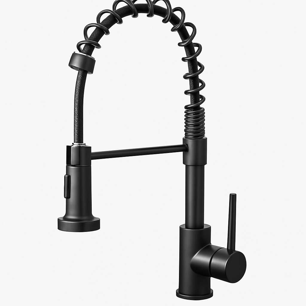 Mitigeur de Cuisine Professionnel avec Douchette Extensible – Pivot 360°, 2 Jets, Inox noir Brossé