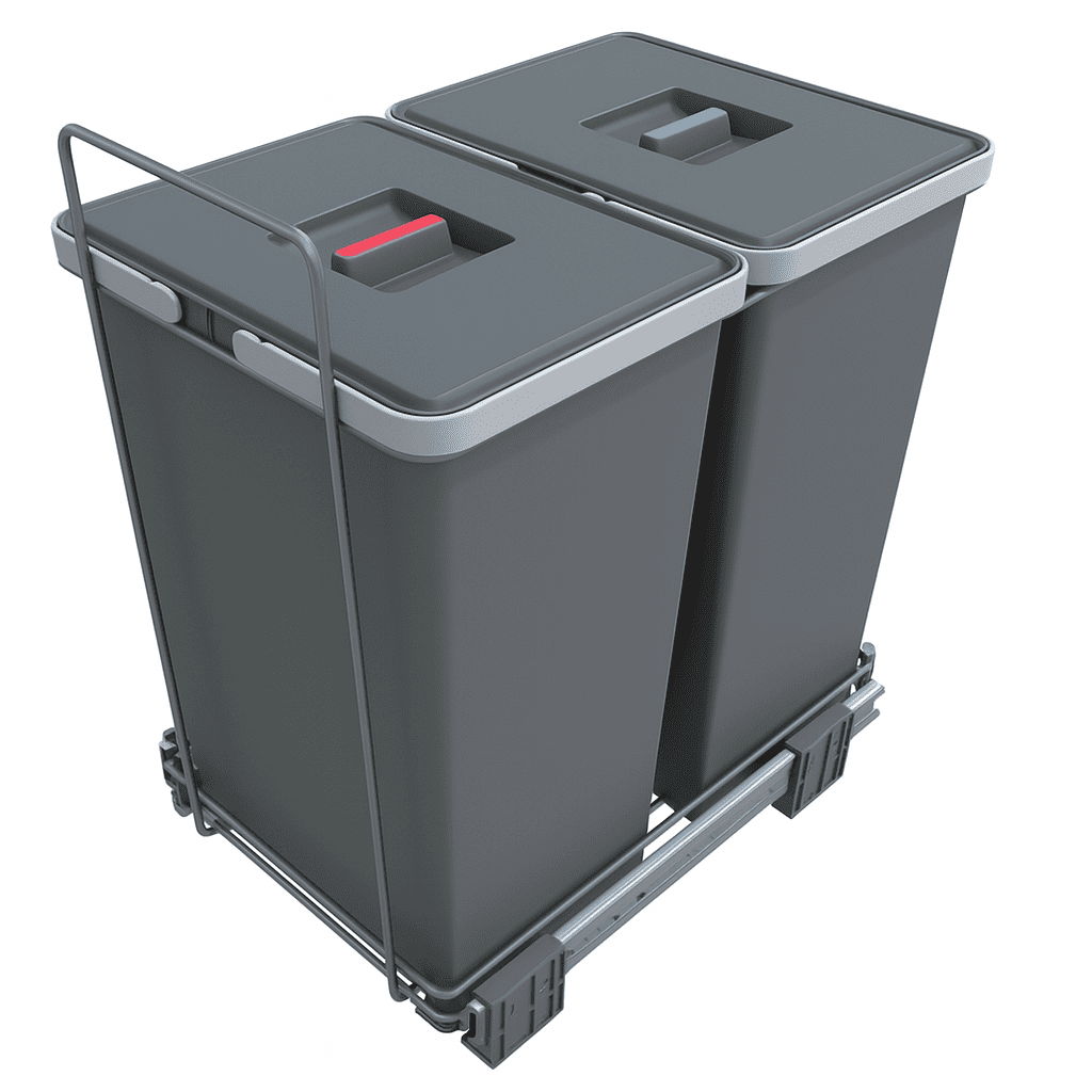 Lot de 2 poubelles avec fixation de 24L pour meuble de 40cm
