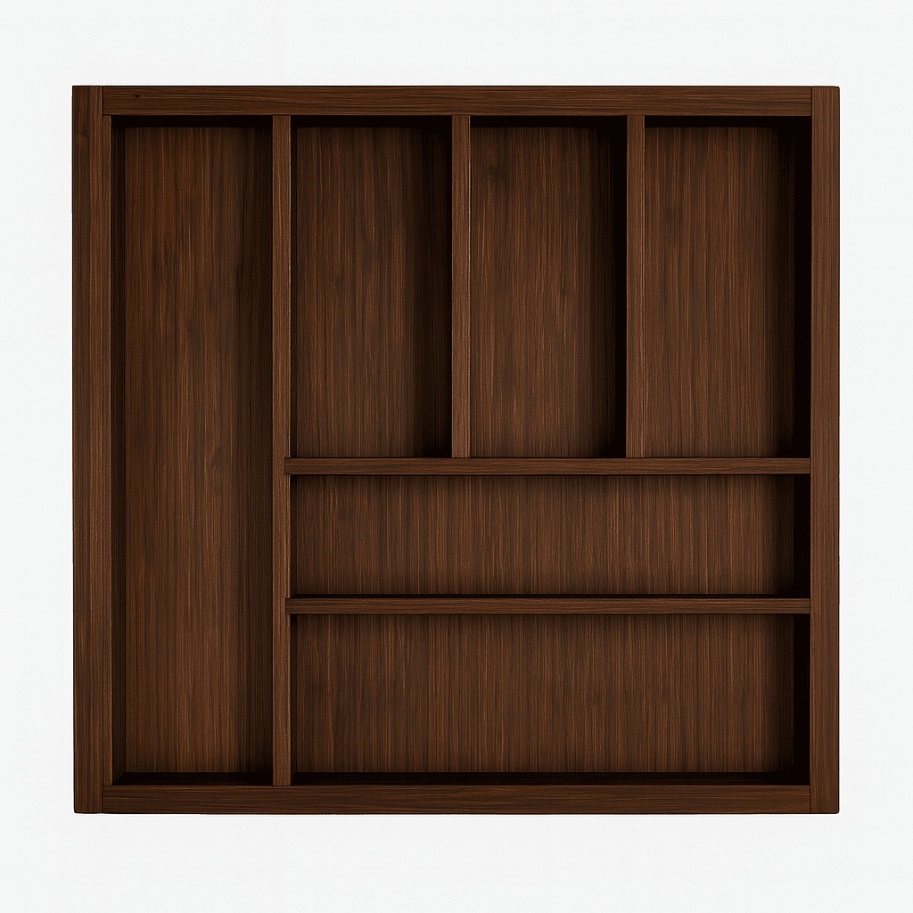 Range couvert extensible en bois foncé pour meuble de 70 à 90cm