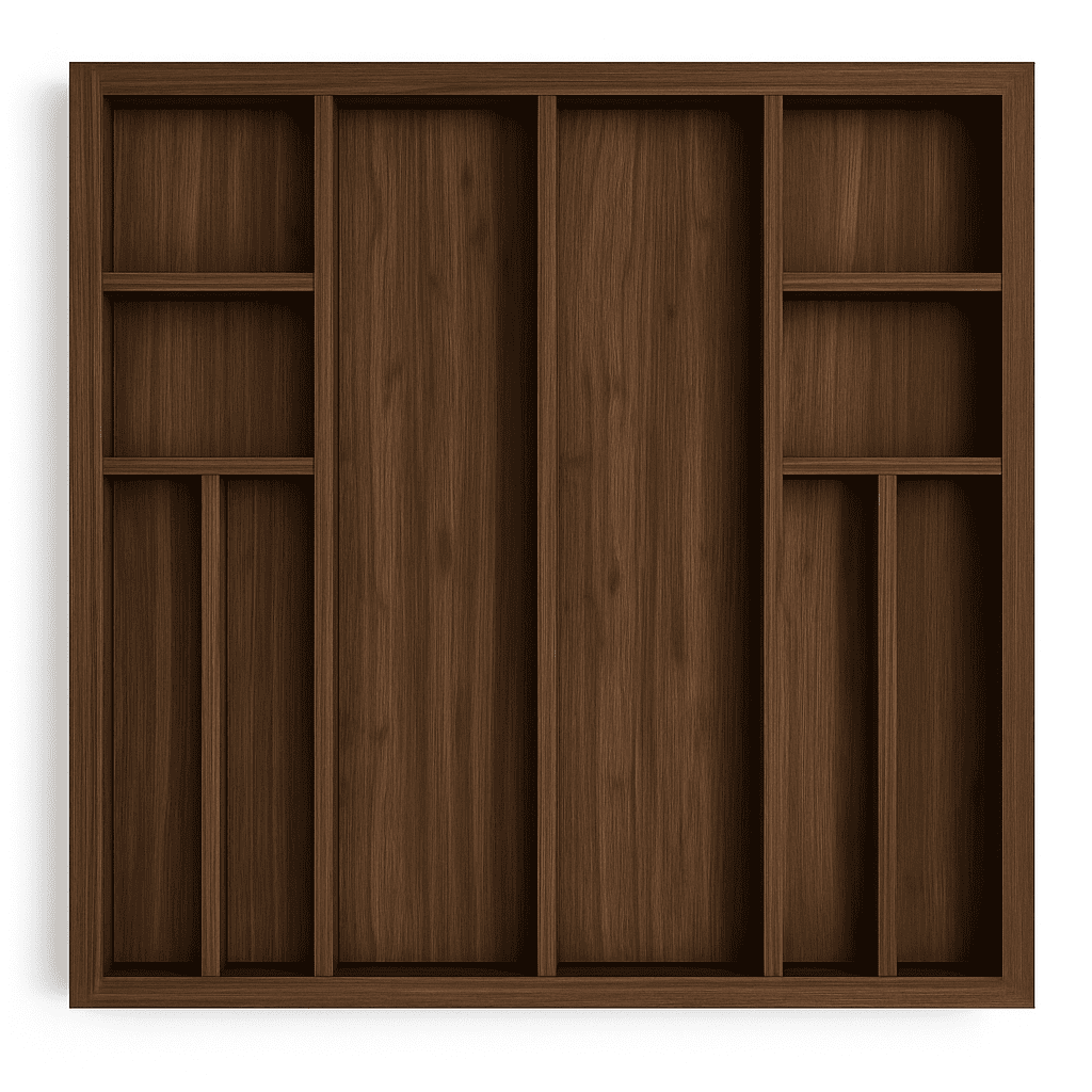 Range couvert extensible en bois foncé pour meuble de 90 à 110cm