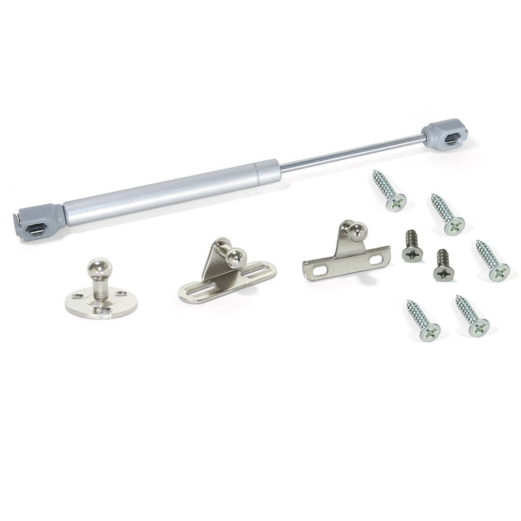 Piston pour porte Relevable, 8kg, course 80mm, avec loquets, acier et plastique, gris métallisé