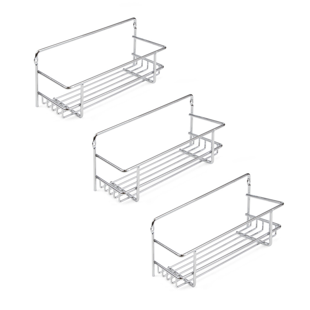 Lot de 3 supports à épices pour meubles de cuisine, Acier, Chrome