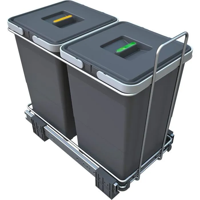 Lot de 2 poubelles avec fixation de 12L pour meuble de 30cm
