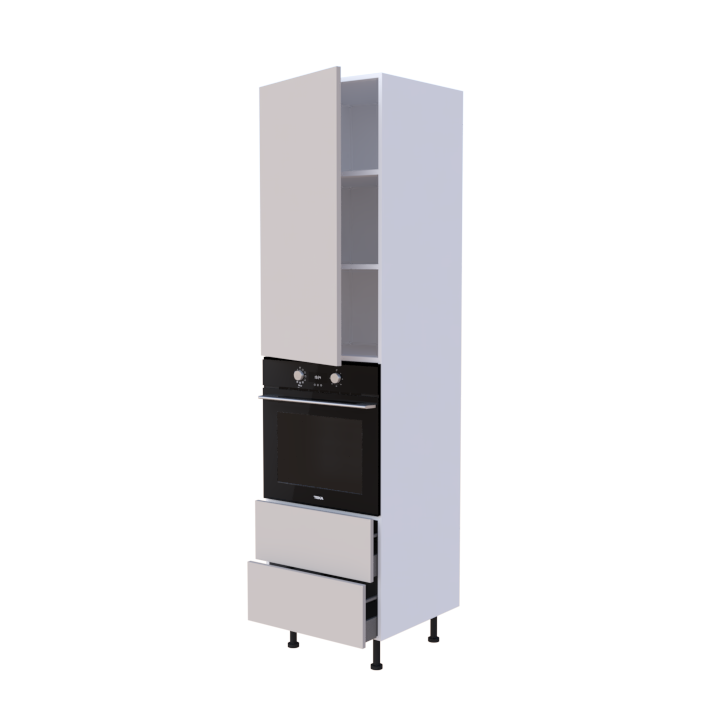 Colonne 1 placard + 2 tiroirs + four L60 x H220 x P58 - Coco Mat - meuble livré monté
