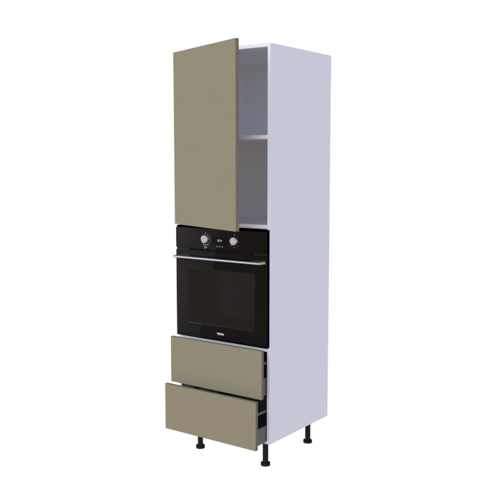Colonne 1 placard + 2 tiroirs + four L60 x H200 x P58 - Ginger Mat - meuble livré monté