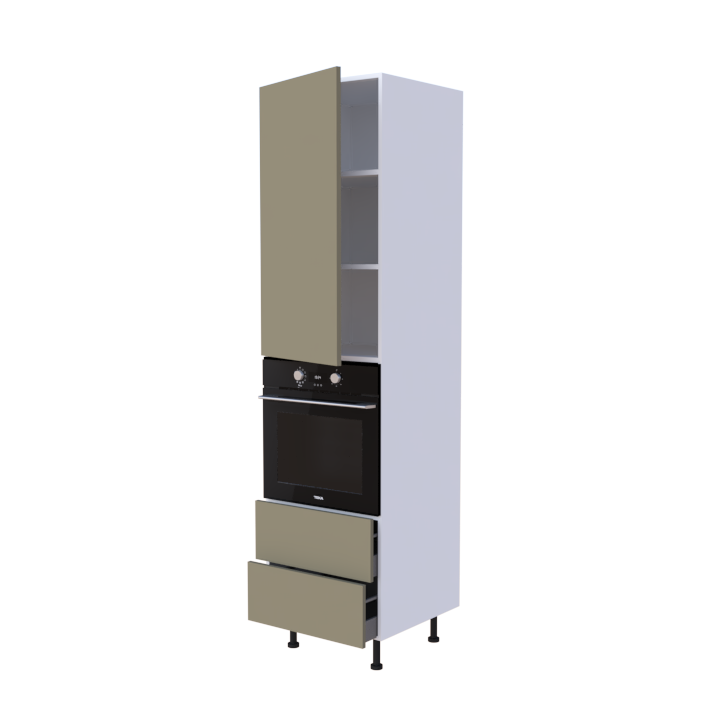 Colonne 1 placard + 2 tiroirs + four L60 x H220 x P58 - Ginger Mat - meuble livré monté