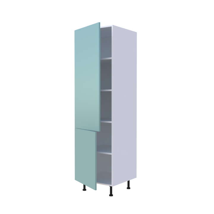 Colonne 2 portes + étagères intérieurs L60 x H200 x P58 - Aigue Marine Laqué Brillant - meuble livré monté