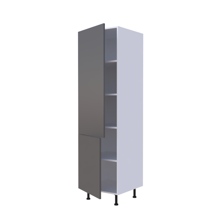 Colonne 2 portes + étagères intérieurs L60 x H200 x P58 - Basalte Laqué Brillant - meuble livré monté