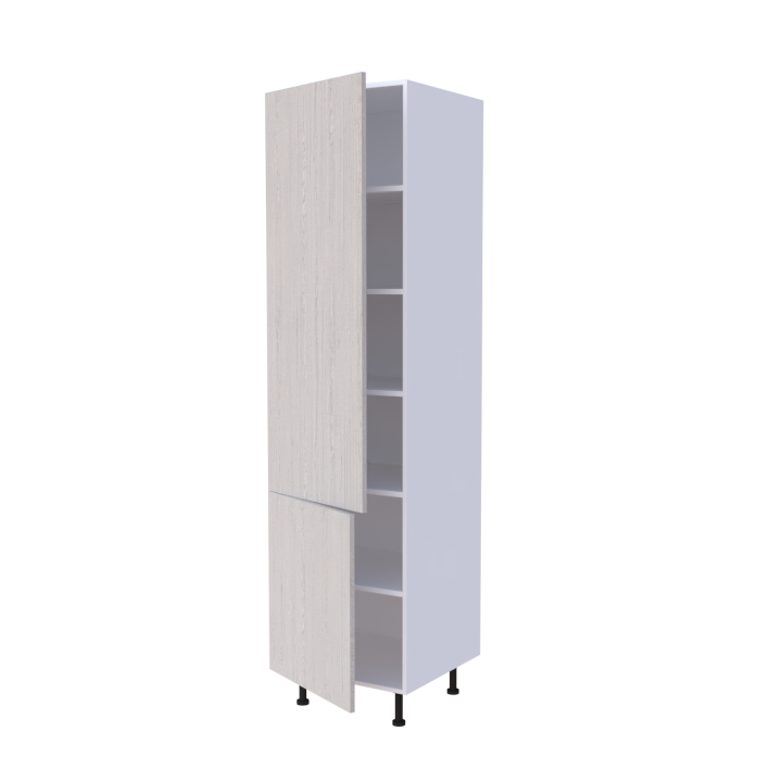 Colonne 2 portes + étagères intérieurs L60 x H220 x P58 - Blanc Boisé - meuble livré monté