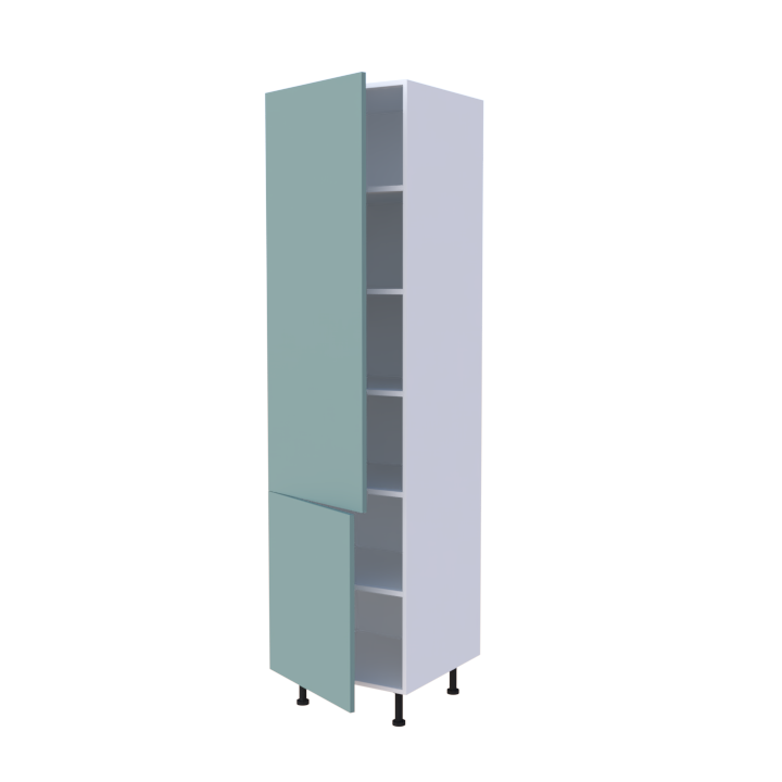 Colonne 2 portes + étagères intérieurs L60 x H220 x P58 - Bleu Clair Mélaminé Mat - meuble livré monté