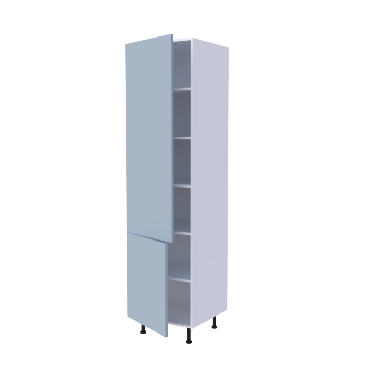 Colonne 2 portes + étagères intérieurs L60 x H220 x P58 - Bleu Glacé Mat - meuble livré monté