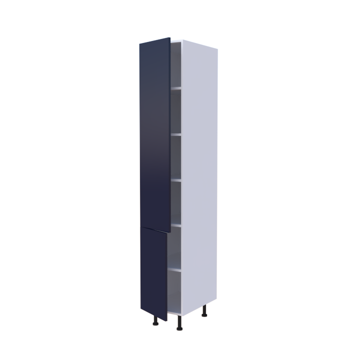 Colonne 2 portes + étagères intérieurs L40 x H220 x P58 - Bleu Marine Laqué Brillant - meuble livré monté