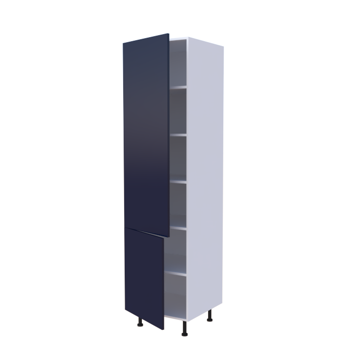 Colonne 2 portes + étagères intérieurs L60 x H220 x P58 - Bleu Marine Laqué Brillant - meuble livré monté