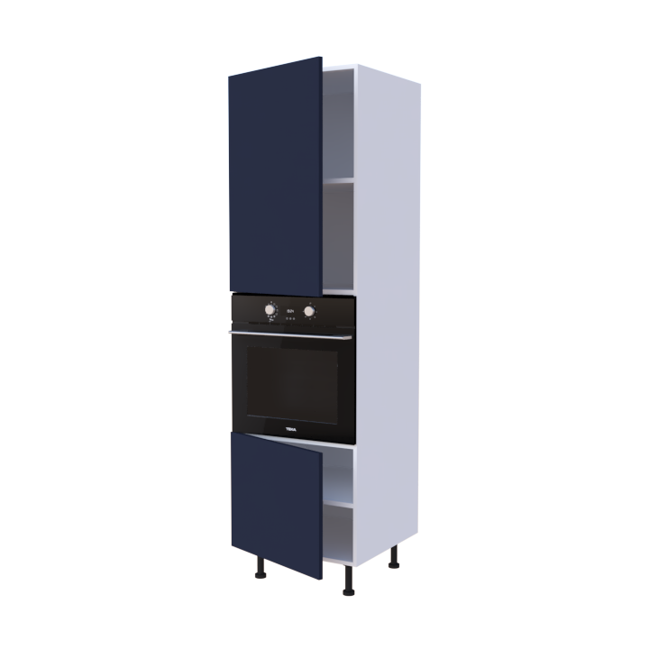 Colonne 2 placards + four L60 x H200 x P58 - Bleu Oxford Mat - meuble livré monté