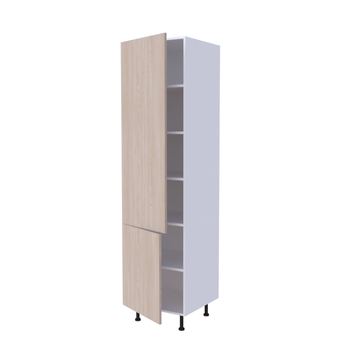 Colonne 2 portes + étagères intérieurs L60 x H220 x P58 - Bois Brume Scandinave - meuble livré monté
