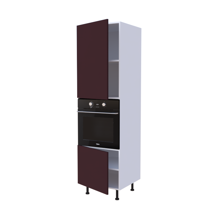 Colonne 2 placards + four L60 x H200 x P58 - Bordeaux Mat - meuble livré monté