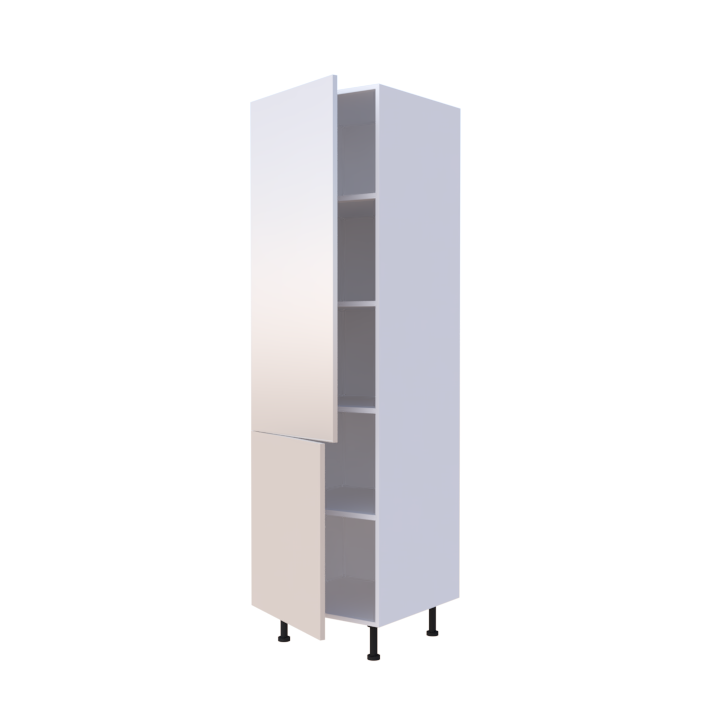 Colonne 2 portes + étagères intérieurs L60 x H200 x P58 - Café au Lait Laqué Brillant - meuble livré monté