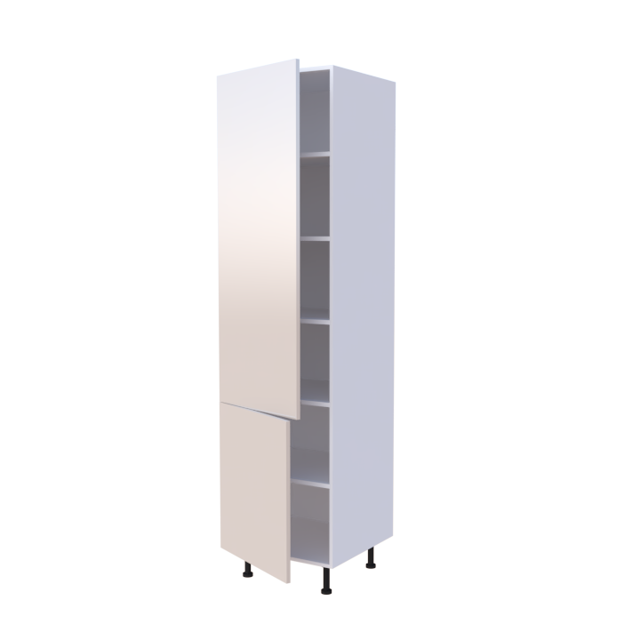 Colonne 2 portes + étagères intérieurs L60 x H220 x P58 - Café au Lait Laqué Brillant - meuble livré monté