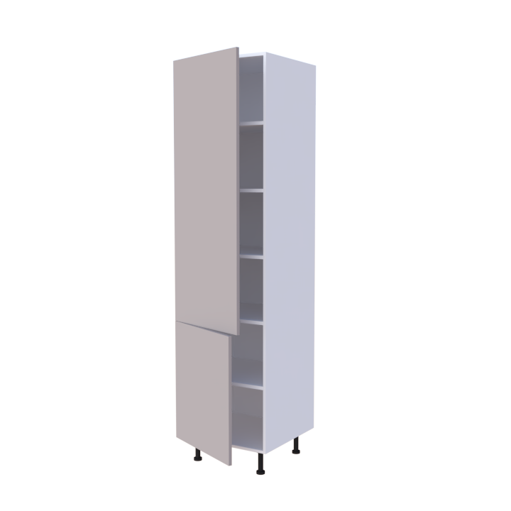 Colonne 2 portes + étagères intérieurs L60 x H220 x P58 - Camaïeu Perlé - meuble livré monté