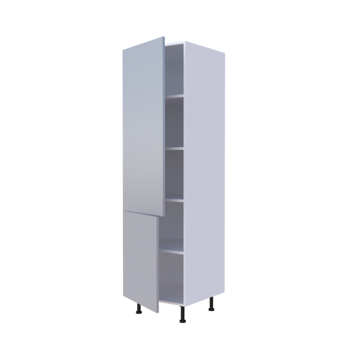 Colonne 2 portes + étagères intérieurs L60 x H200 x P58 - Cendre Laqué Brillant - meuble livré monté