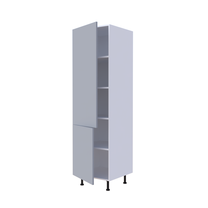 Colonne 2 portes + étagères intérieurs L60 x H200 x P58 - Cendre Mat - meuble livré monté