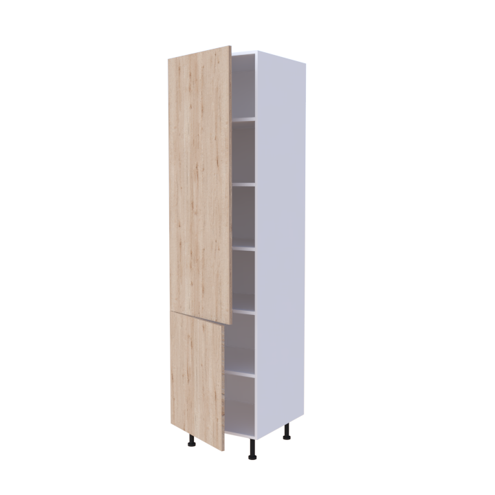 Colonne 2 portes + étagères intérieurs L60 x H220 x P58 - Chêne Amende Dorée - meuble livré monté