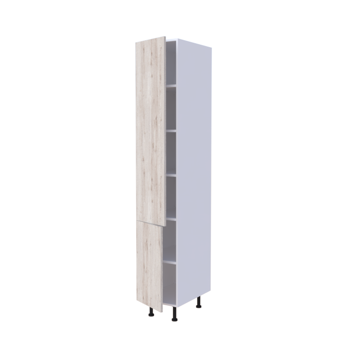 Colonne 2 portes + étagères intérieurs L40 x H220 x P58 - Chêne Blanchi Vieilli - meuble livré monté