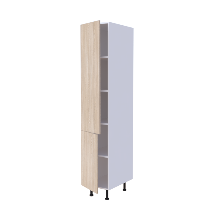 Colonne 2 portes + étagères intérieurs L40 x H200 x P58 - Chêne Blond Scandinave - meuble livré monté