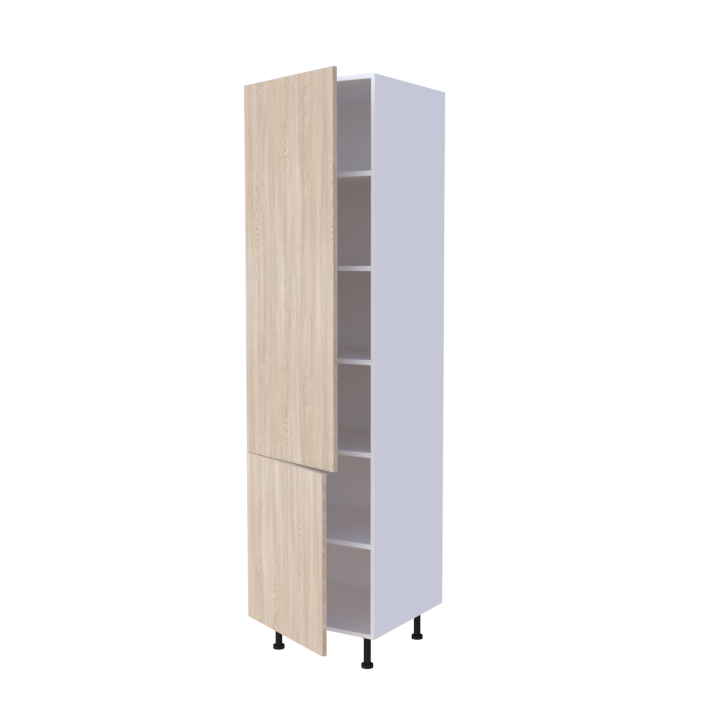 Colonne 2 portes + étagères intérieurs L60 x H220 x P58 - Chêne Blond Scandinave - meuble livré monté
