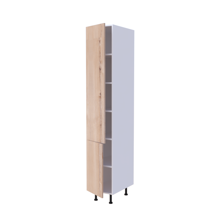 Colonne 2 portes + étagères intérieurs L40 x H220 x P58 - Chêne Brun - meuble livré monté