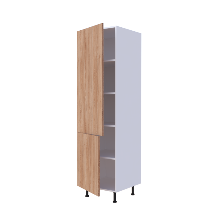 Colonne 2 portes + étagères intérieurs L60 x H200 x P58 - Chêne Caramel Nature - meuble livré monté