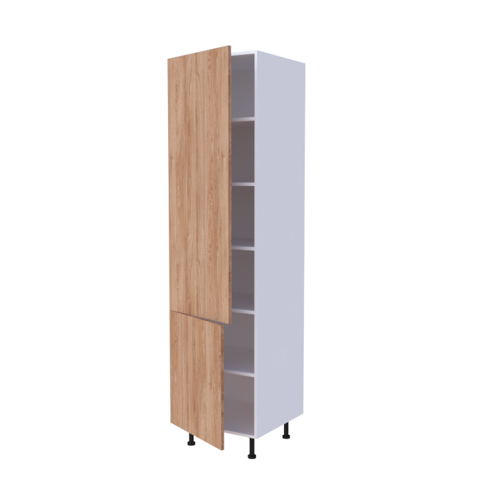 Colonne 2 portes + étagères intérieurs L60 x H220 x P58 - Chêne Caramel Nature - meuble livré monté