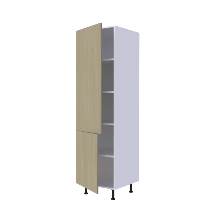 Colonne 2 portes + étagères intérieurs L60 x H200 x P58 - Chêne Clair - meuble livré monté