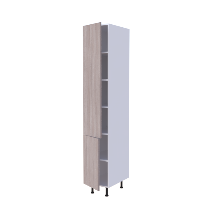 Colonne 2 portes + étagères intérieurs L40 x H220 x P58 - Chêne Greige Authentique - meuble livré monté