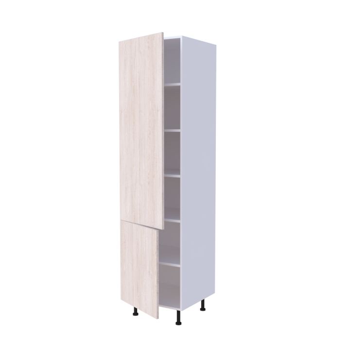 Colonne 2 portes + étagères intérieurs L60 x H220 x P58 - Chêne Lait d'Avoine - meuble livré monté