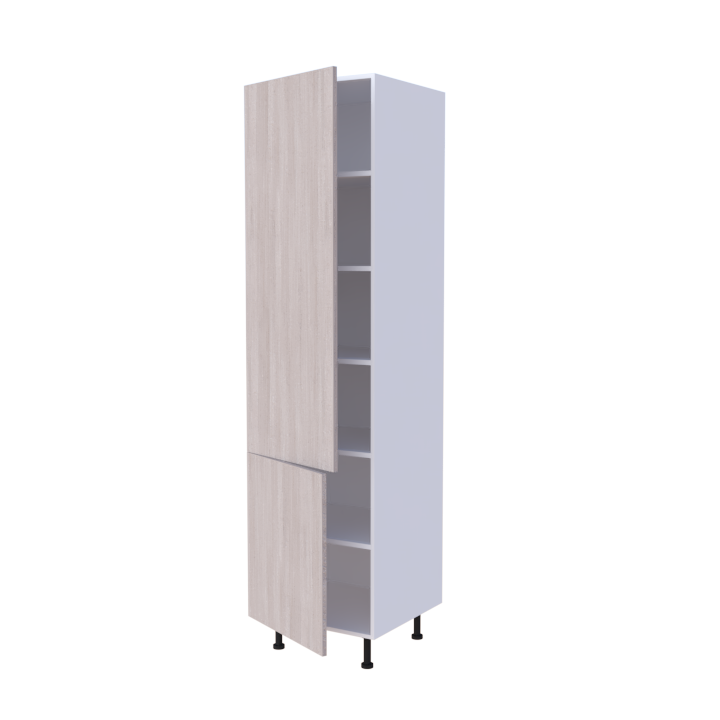 Colonne 2 portes + étagères intérieurs L60 x H220 x P58 - Chêne Lin Perlé - meuble livré monté