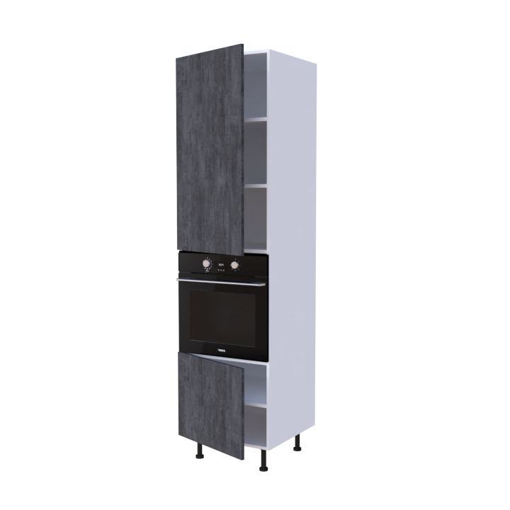 Colonne 2 placards + four L60 x H220 x P58 - Graphite - meuble livré monté
