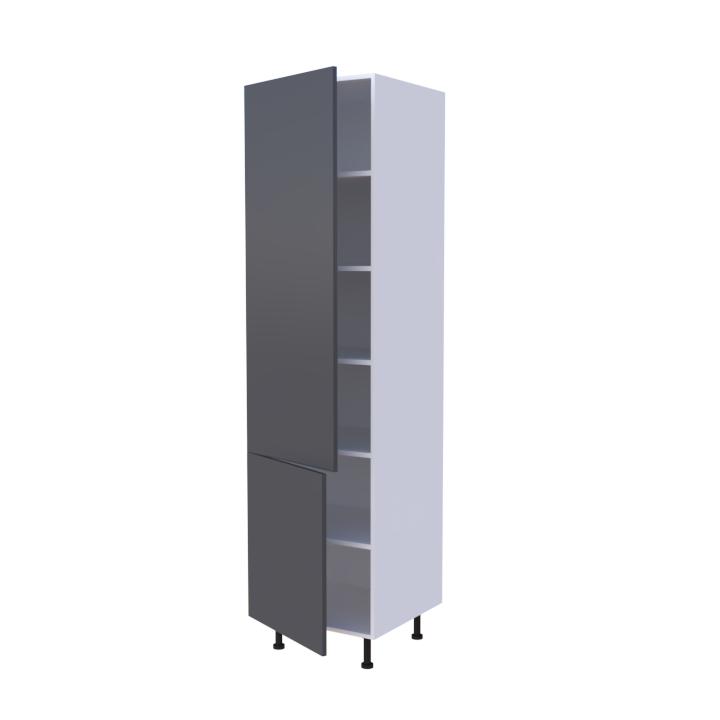 Colonne 2 portes + étagères intérieurs L60 x H220 x P58 - Gris Foncé Laqué Brillant - meuble livré monté