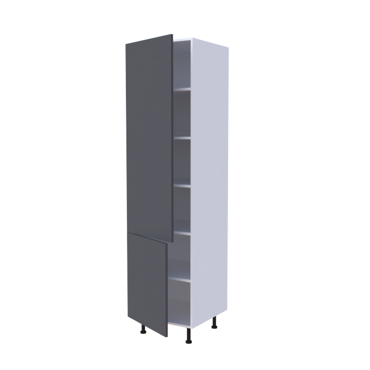 Colonne 2 portes + étagères intérieurs L60 x H220 x P58 - Gris Foncé Mat - meuble livré monté