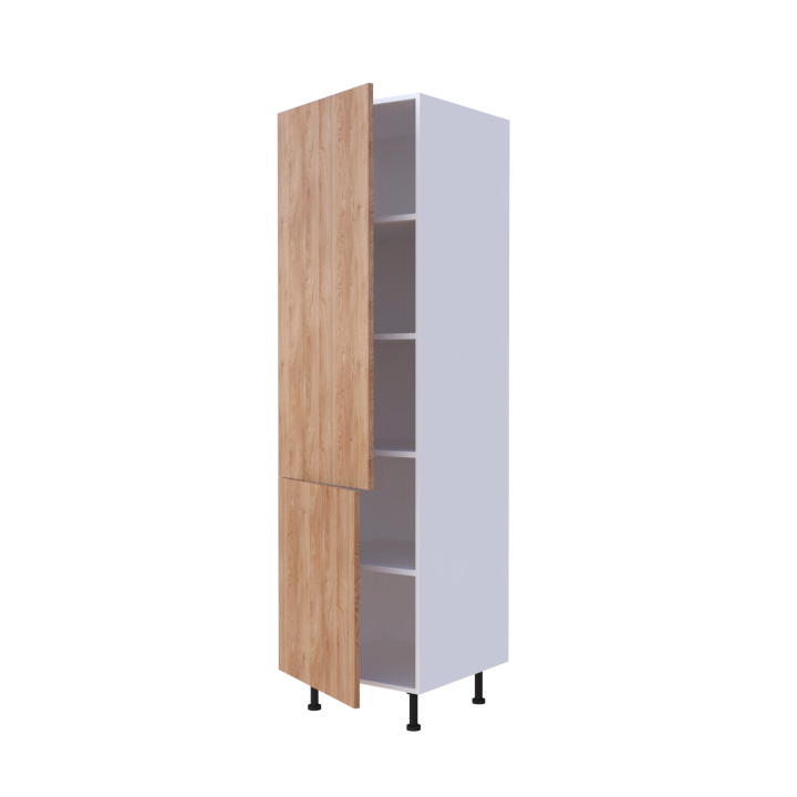 Colonne 2 portes + étagères intérieurs L60 x H200 x P58 - Noyer Laqué Brillant - meuble livré monté